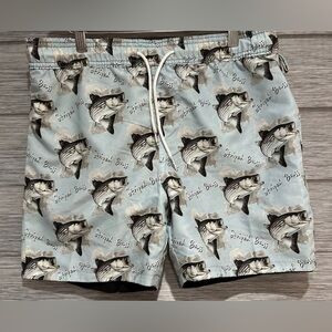 Wave life swim trunks bathing suit men's 32 Striped Bass reversible